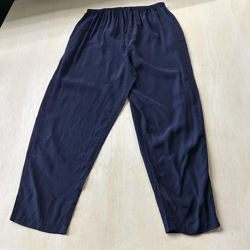 Take Nine Dress Pants Womens M Blue Crepe Maternity Pull On Relaxed Lightweight
